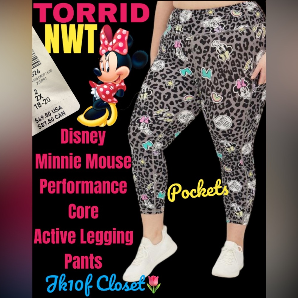 LOWEST🌺 NWT TORRID DISNEY MINNIE 2X PERFORMANCE ACTIVE PANTS
